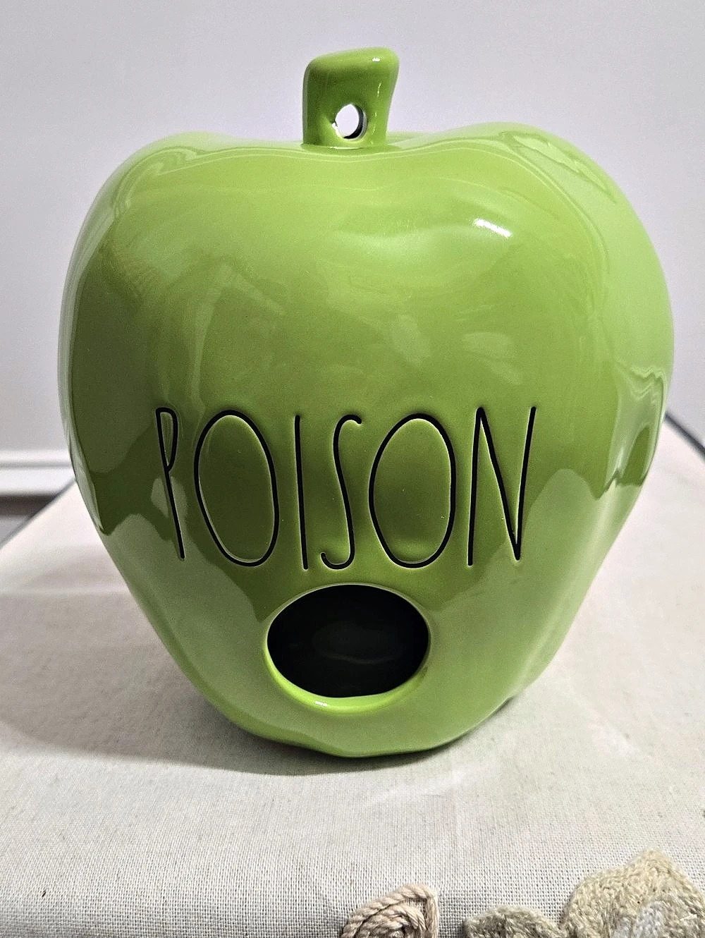 Rae Dunn Poison Green Apple Birdhouse Green Ceramic Decor